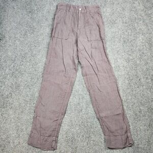 Tahari Pants Womens Small‎ Linen Utility Straight Leg Pockets Lightweight Casual